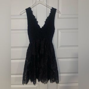 Free People by Nightcap Cloth black lace tiered dress sz xs